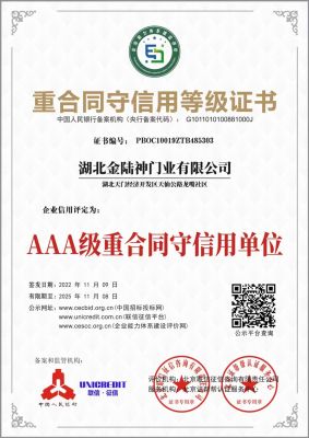 重合同守信用(yòng)等級證書(shū)